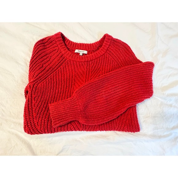 Madewell Balloon Sleeve Pullover Knit Sweater in Red Size XS - Picture 4 of 8